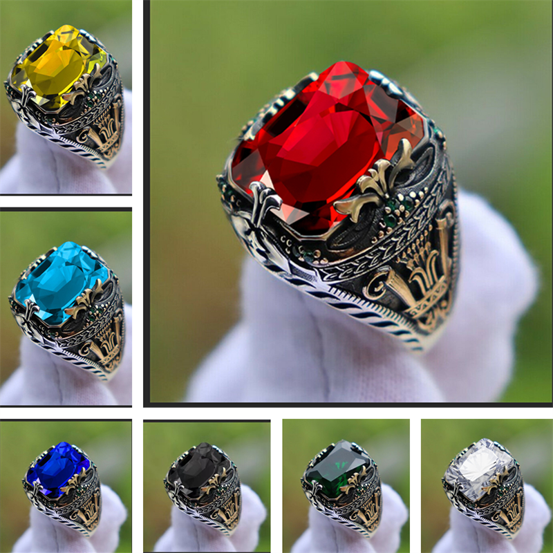 Infinionly New Inlaid Emerald Men Luxury Ring