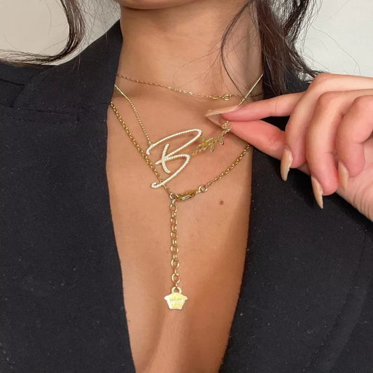 Infinionly Signature Style Name Necklace With Zircon