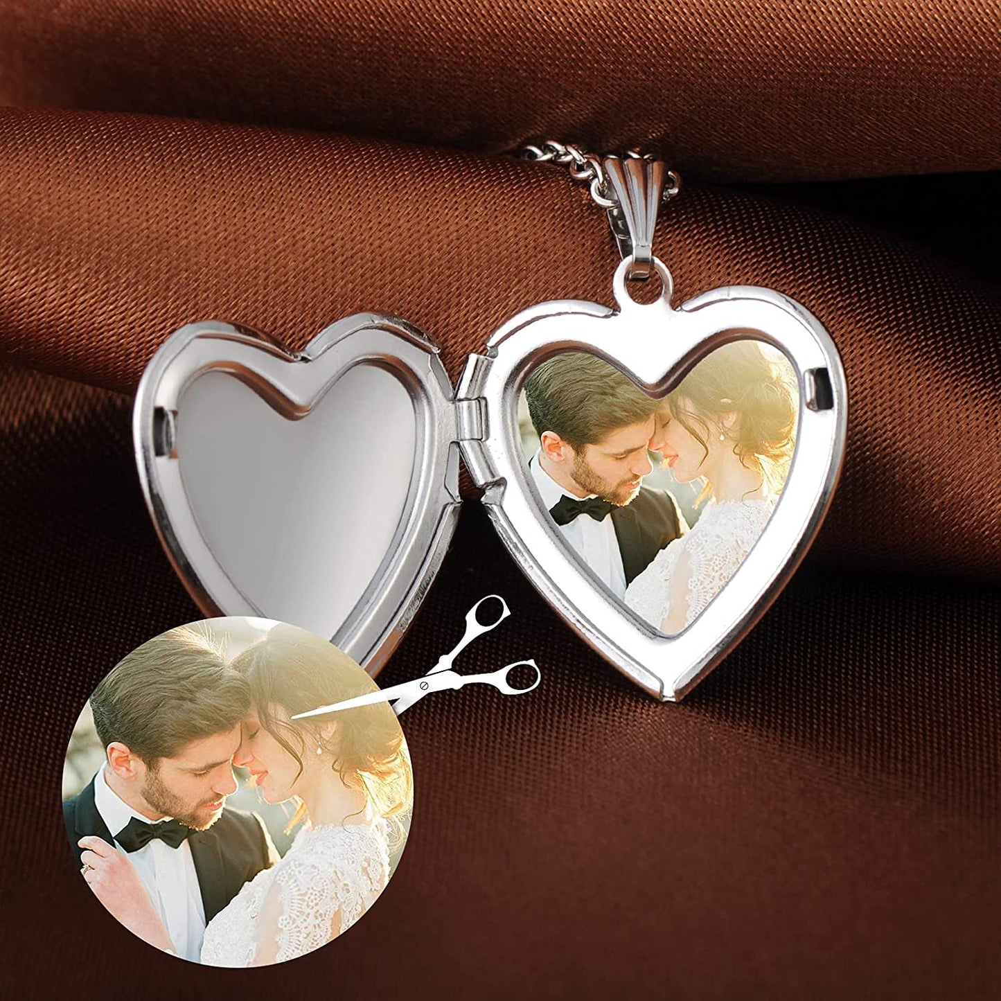 Infinionly Colorful Moon Photo Locket Necklace