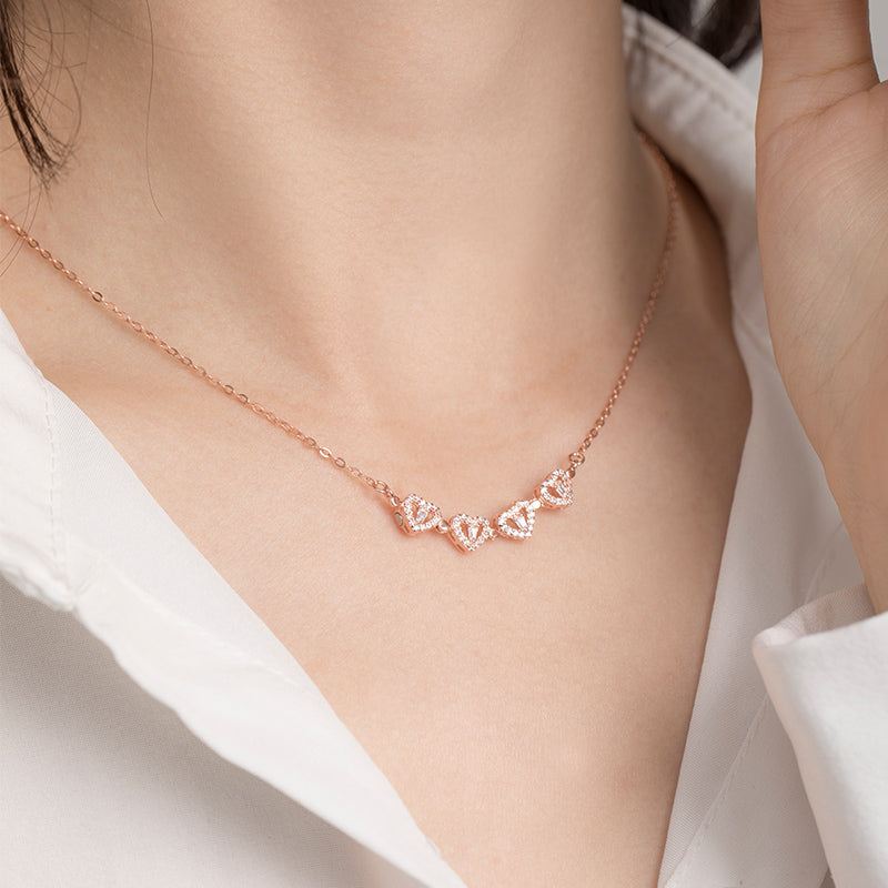 Infiionly Lucky Four Leaf Clover Heart Necklace