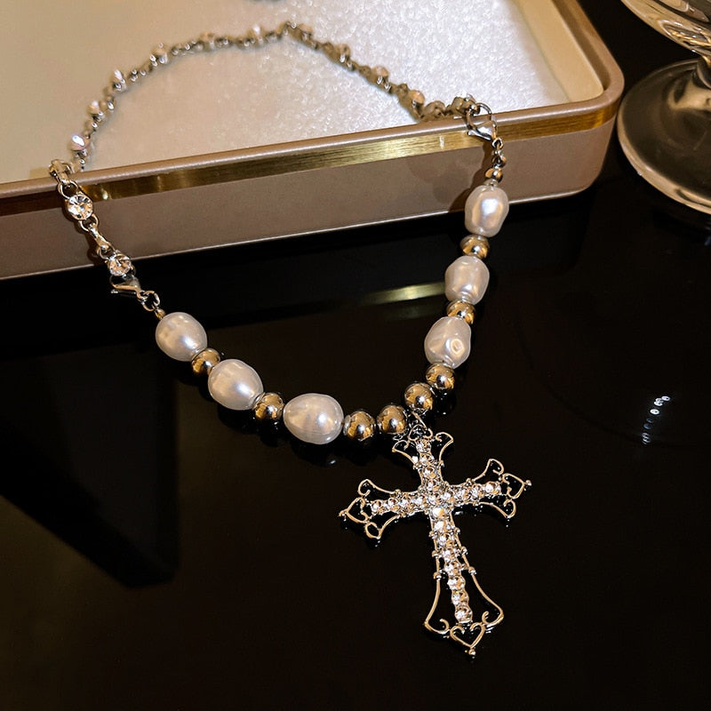 Infinionly Hip Hop Vintage Pearl Necklace