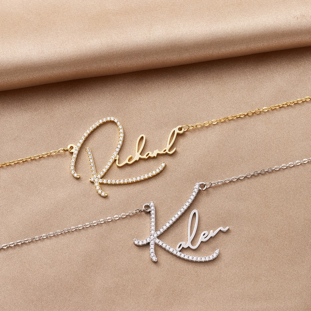 Infinionly Signature Style Name Necklace With Zircon