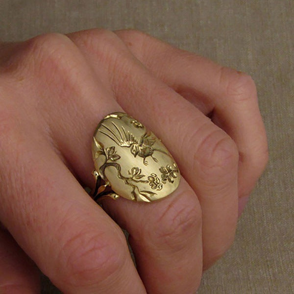 Infinionly Hummingbird Flower Ring