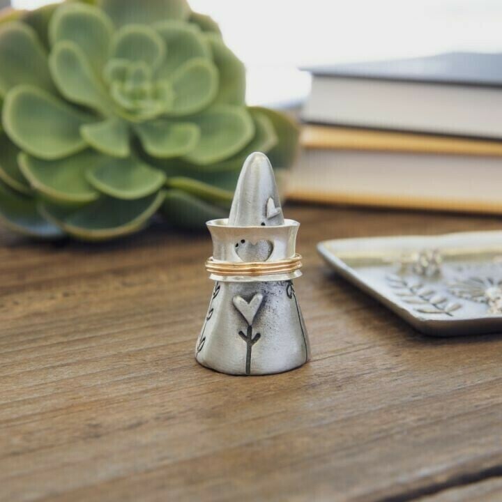 Silver Retro Love Heart Ring