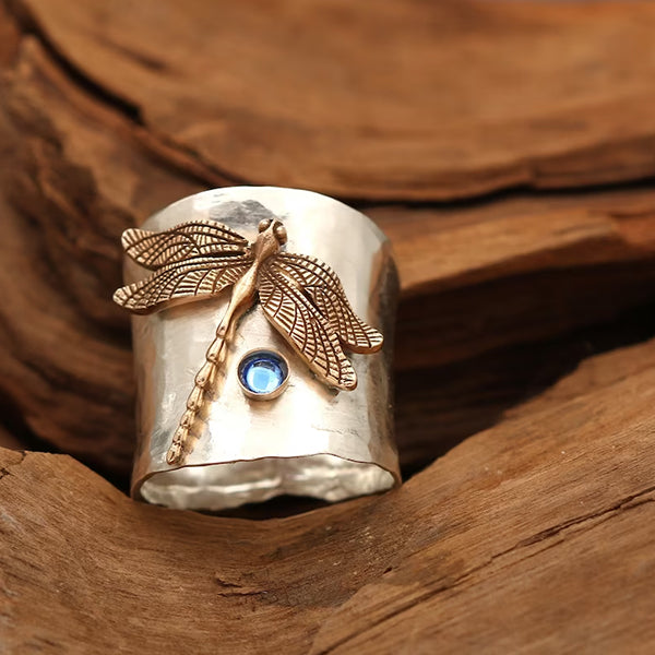 Infinionly 925 Sterling Silver Dragonfly Sapphire Ring(Buy Two Get Free Shipping)
