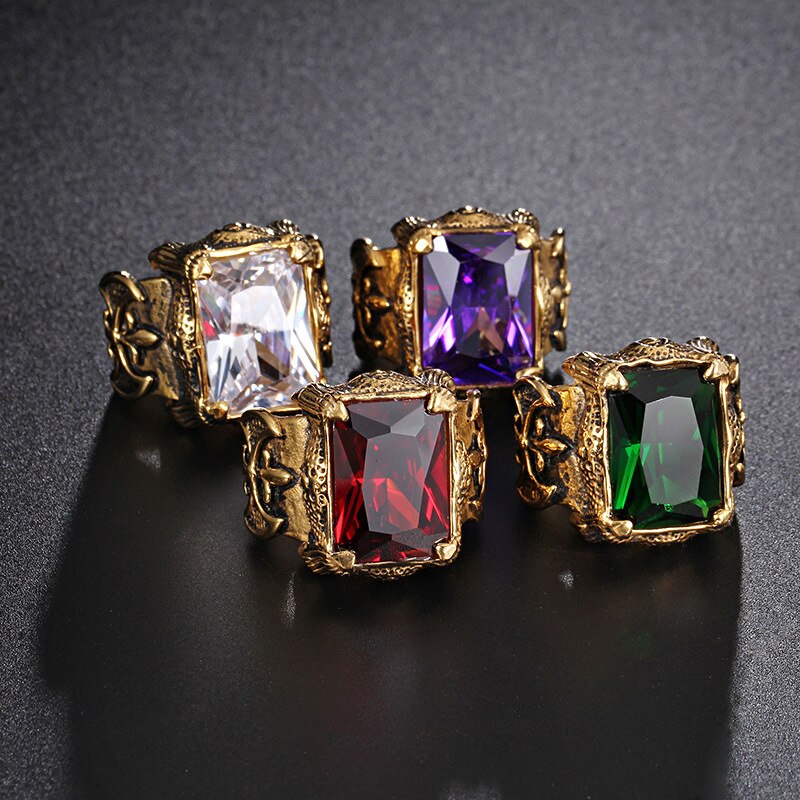 Infinionly New Inlaid Emerald Men Luxury Ring