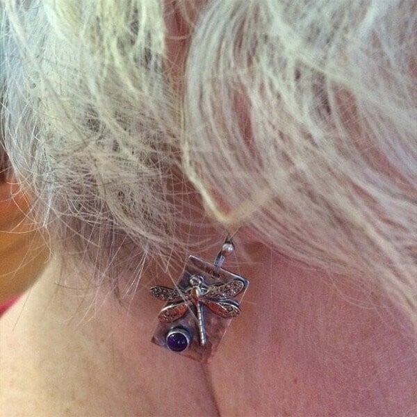 Infinionly Sterling Silver Dragonfly Gemstone Earrings