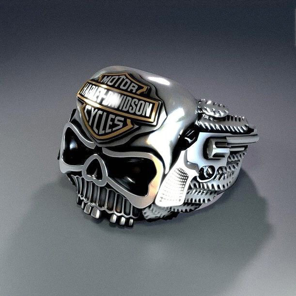 Infinionly Harley-Davidson Skull Ring Inspired Motorcycle Accessories