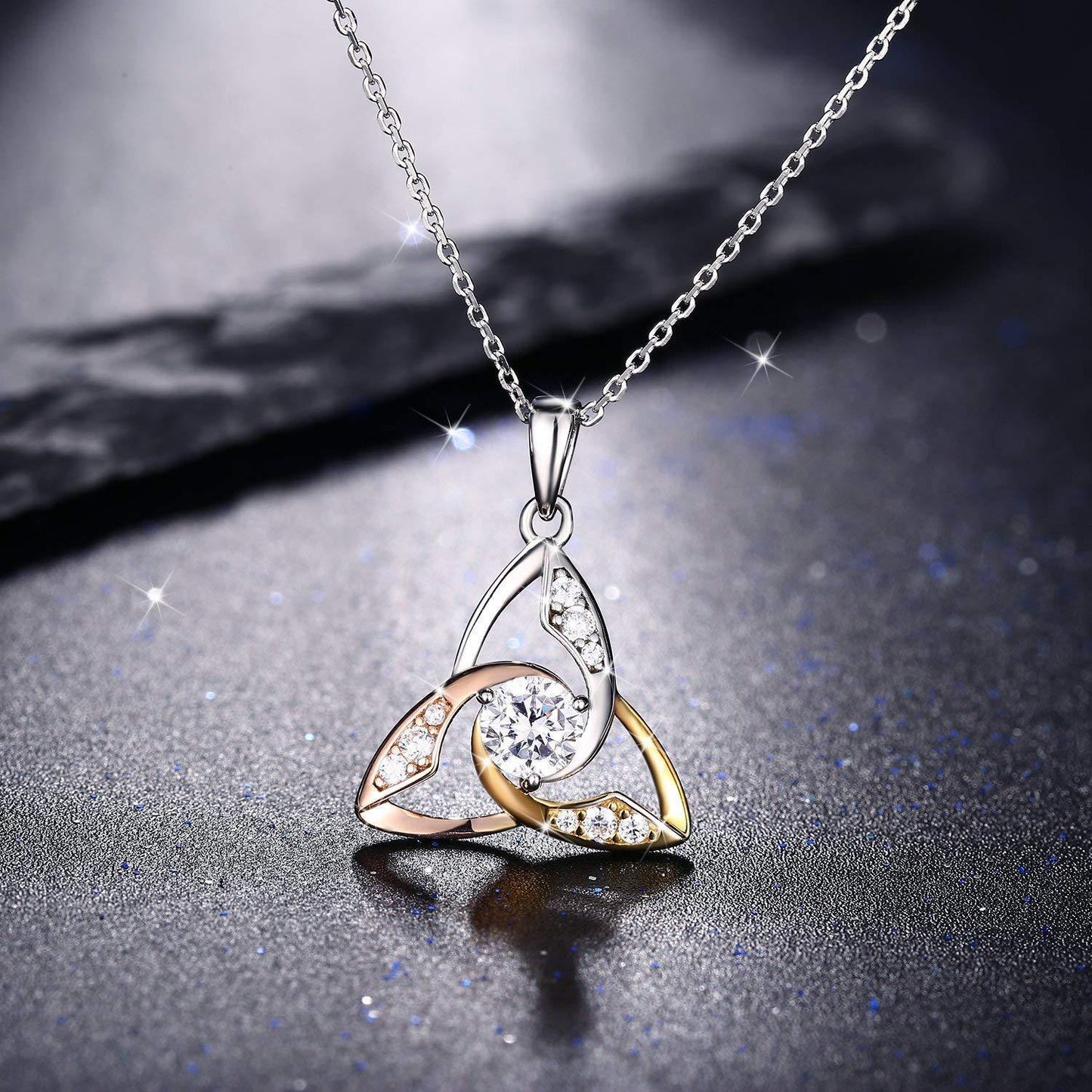 Infinionly S925 Sterling Silver Celtic Knots Necklace