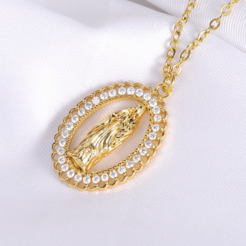 Infinionly Classic Personalized Cutout Virgin Mary Pendant