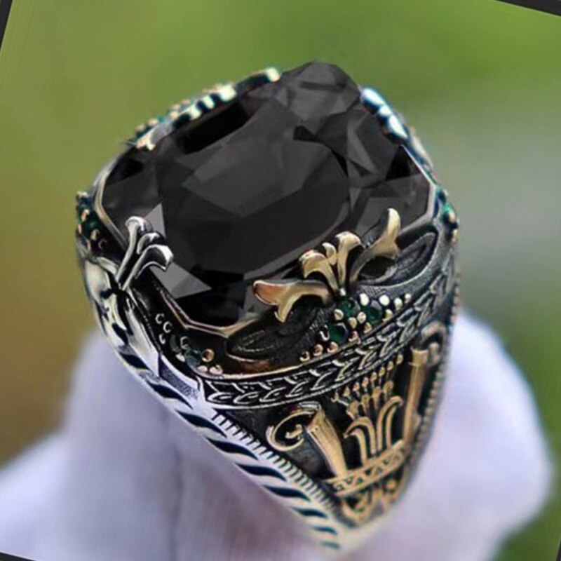Infinionly New Inlaid Emerald Men Luxury Ring