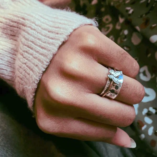 Infinionly Butterflies Silver Spinner Ring