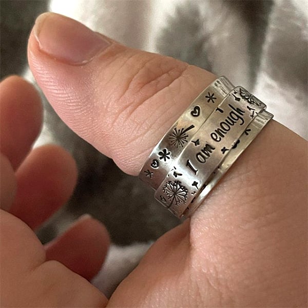 Infinionly Silver Dandelion Spinner Ring