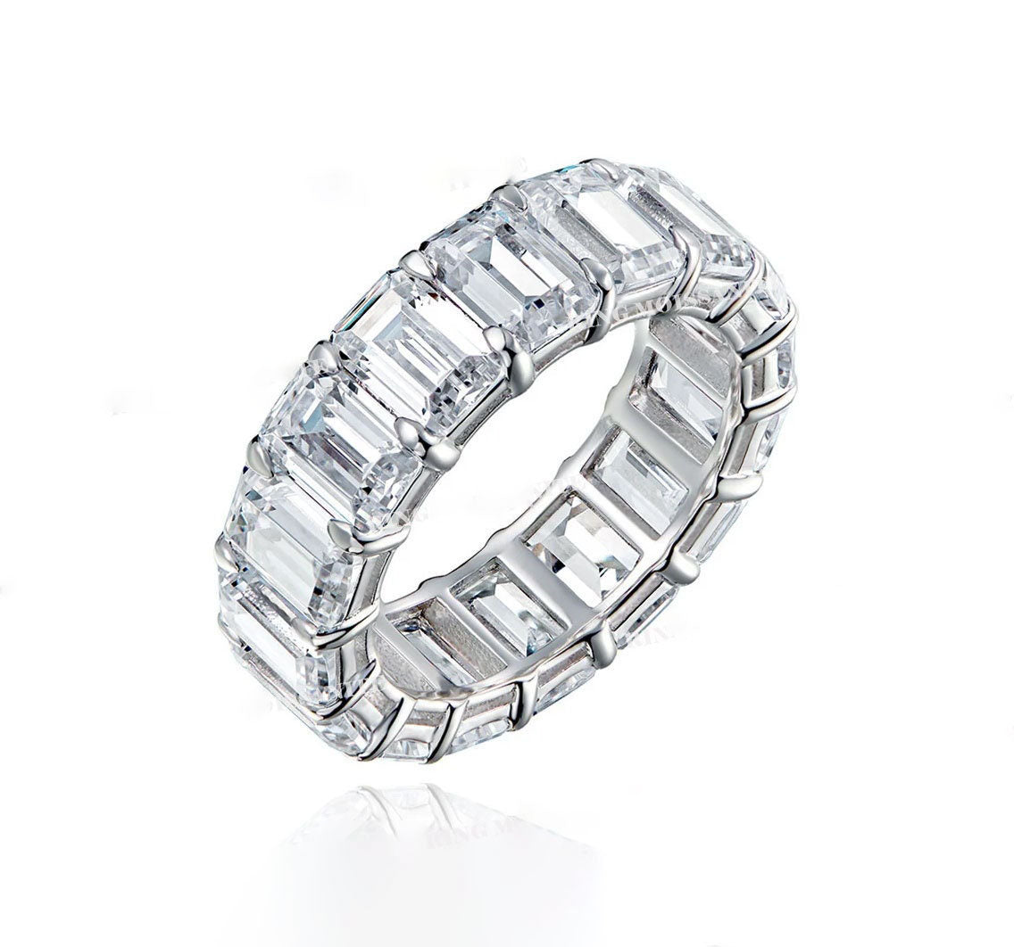 Infinionly Emerald Cut Moissanite Inlay Ring