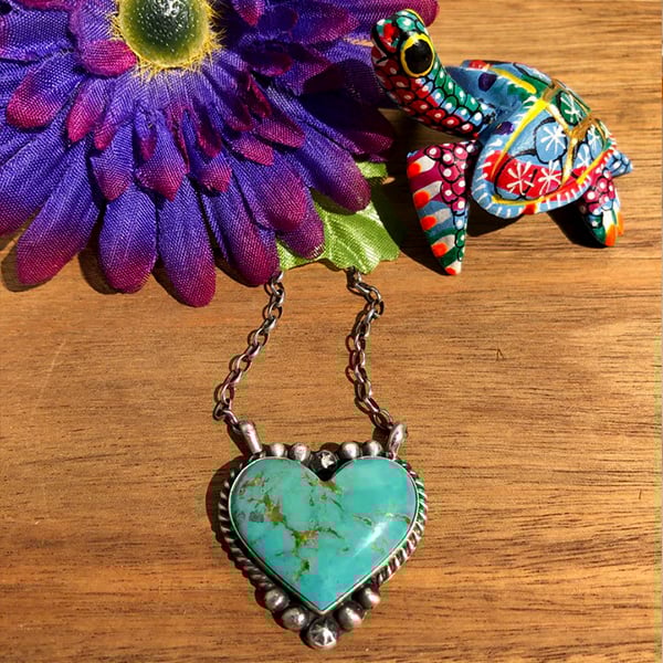 Infinionly Boho Turquoise Heart Pendant Necklace