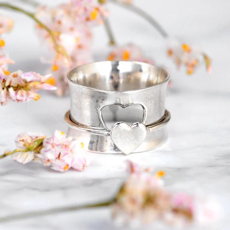 MAMA & DAUGHTER👧 Spinner Heart Ring