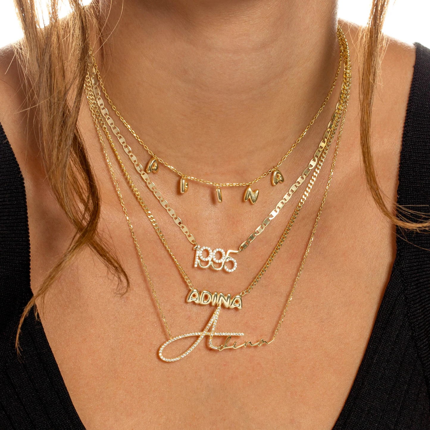 Infinionly Signature Style Name Necklace With Zircon