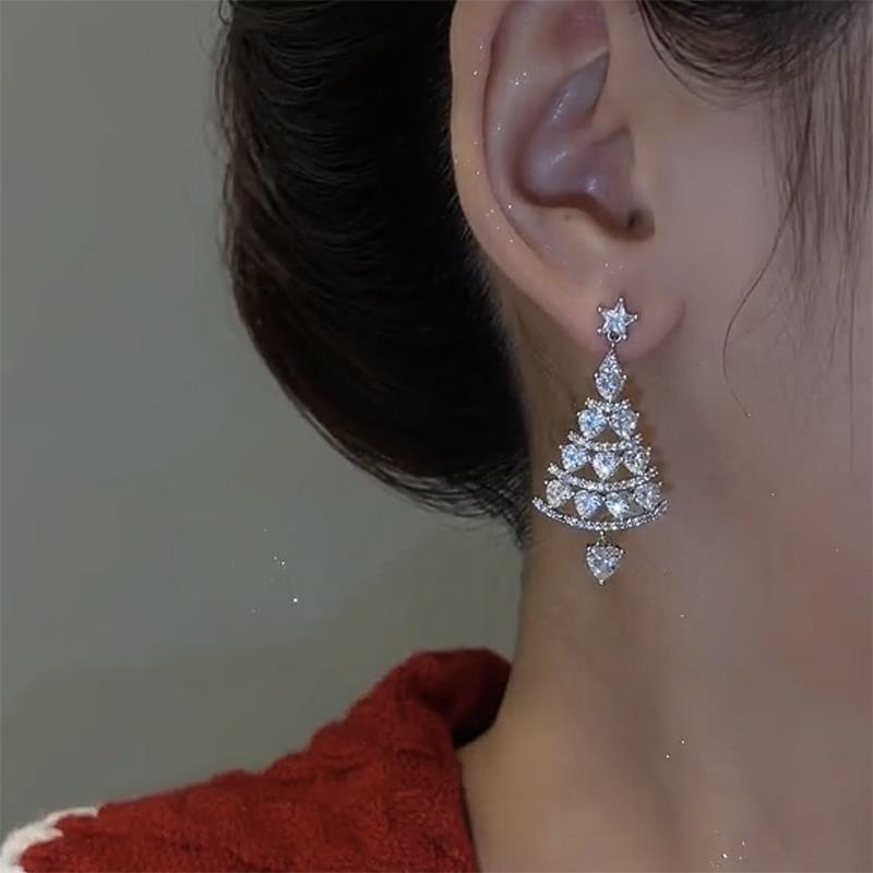 Infinionly Shiny Christmas Tree Earrings