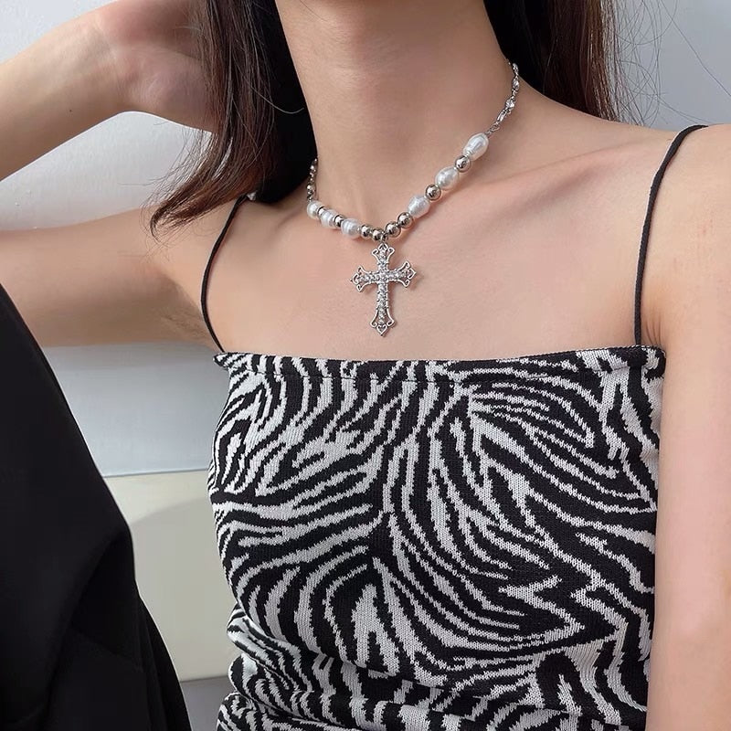 Infinionly Hip Hop Vintage Pearl Necklace