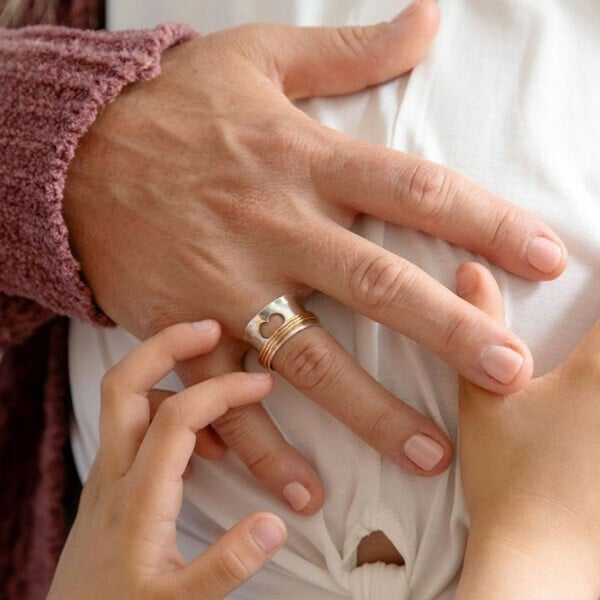 Silver Retro Love Heart Ring