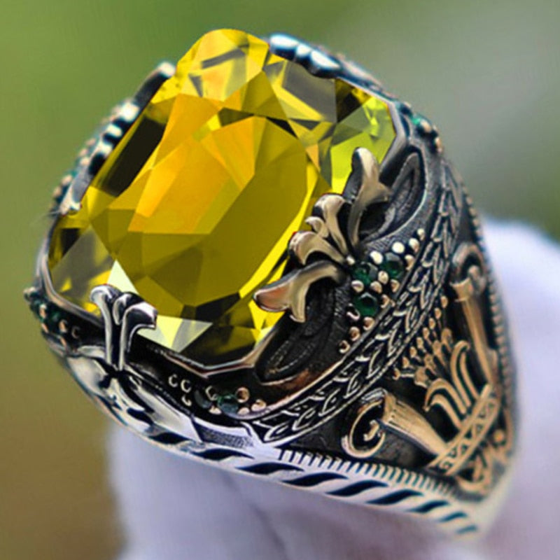 Infinionly New Inlaid Emerald Men Luxury Ring