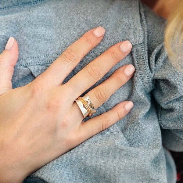 Silver Retro Love Heart Ring