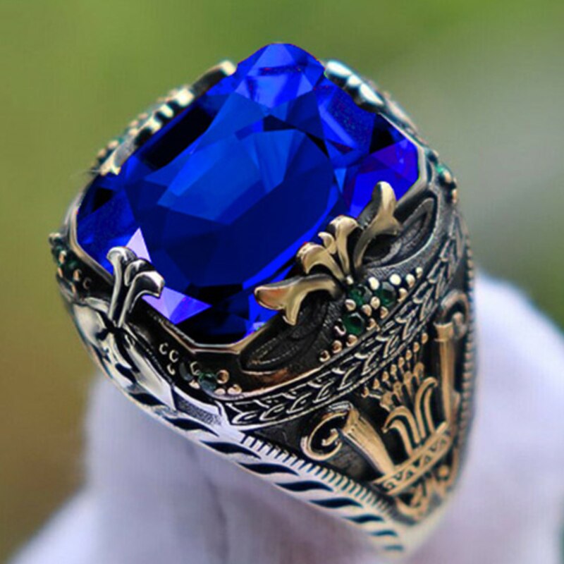 Infinionly New Inlaid Emerald Men Luxury Ring