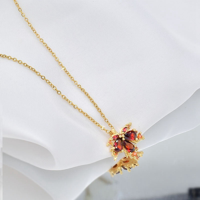 Infinionly Shiny Crystal Maple Tassel Earrings