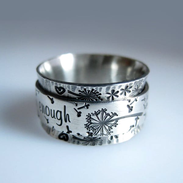 Infinionly Silver Dandelion Spinner Ring