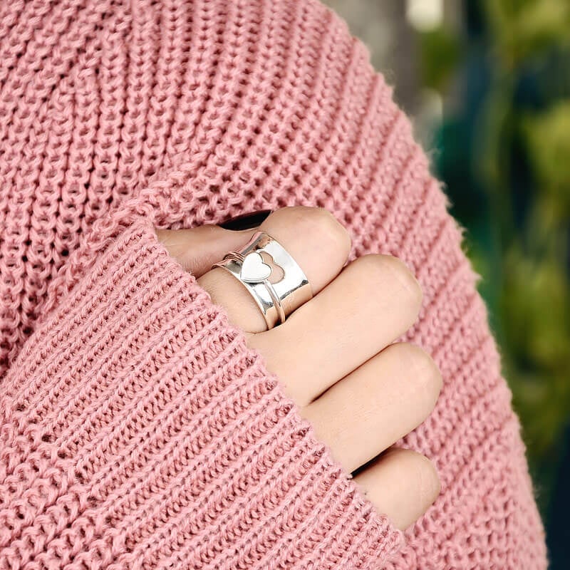 MAMA & DAUGHTER👧 Spinner Heart Ring