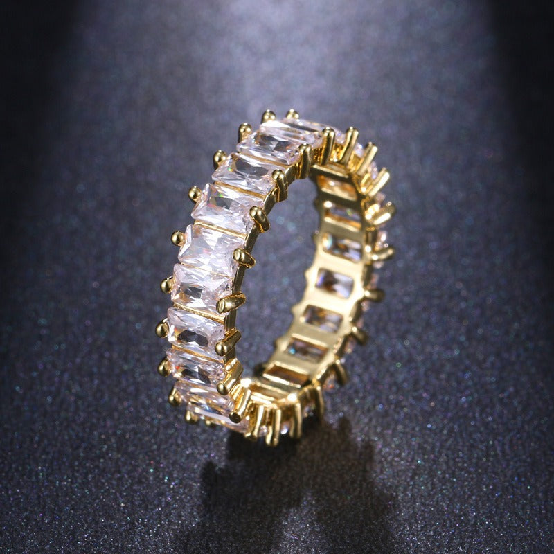 Infinionly Emerald Cut Moissanite Inlay Ring