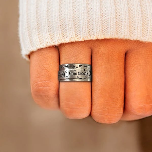 Infinionly Silver Dandelion Spinner Ring