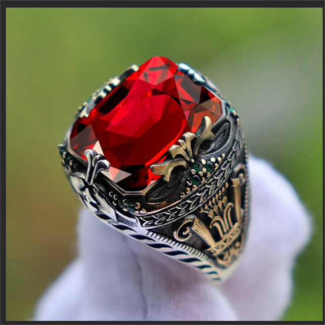 Infinionly New Inlaid Emerald Men Luxury Ring