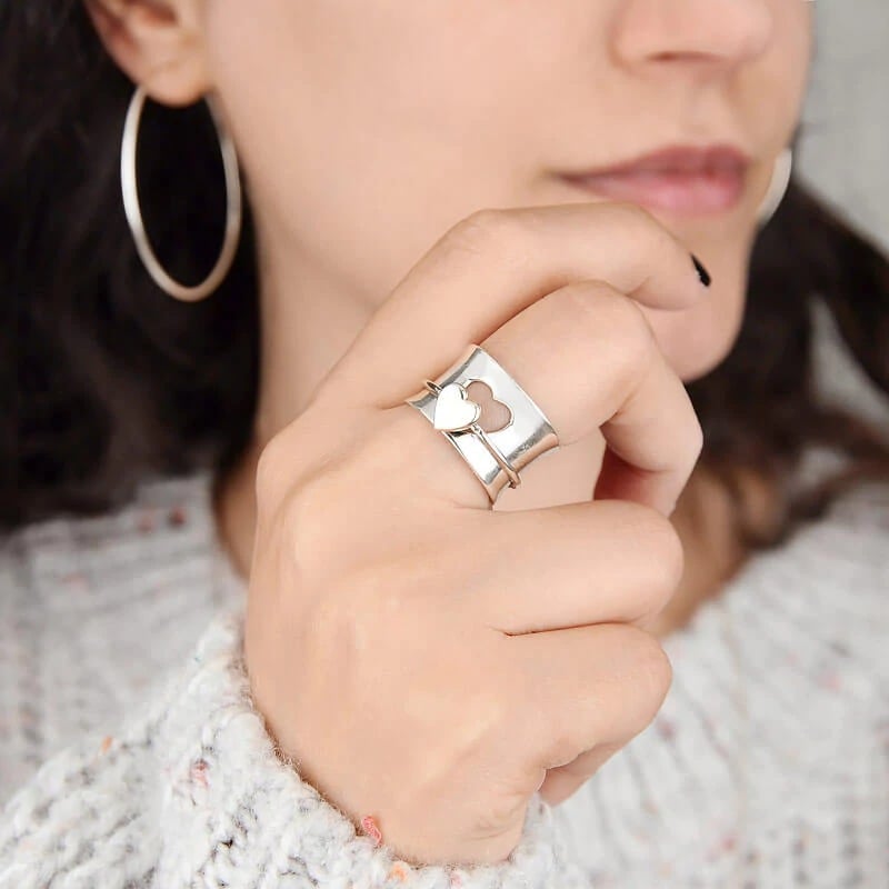 MAMA & DAUGHTER👧 Spinner Heart Ring