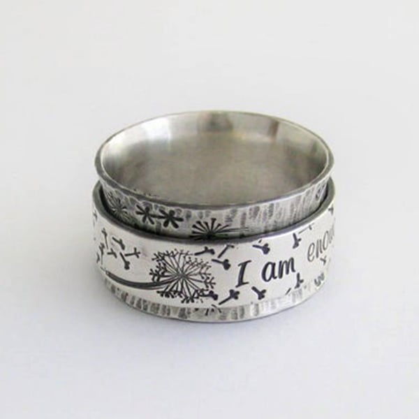 Infinionly Silver Dandelion Spinner Ring