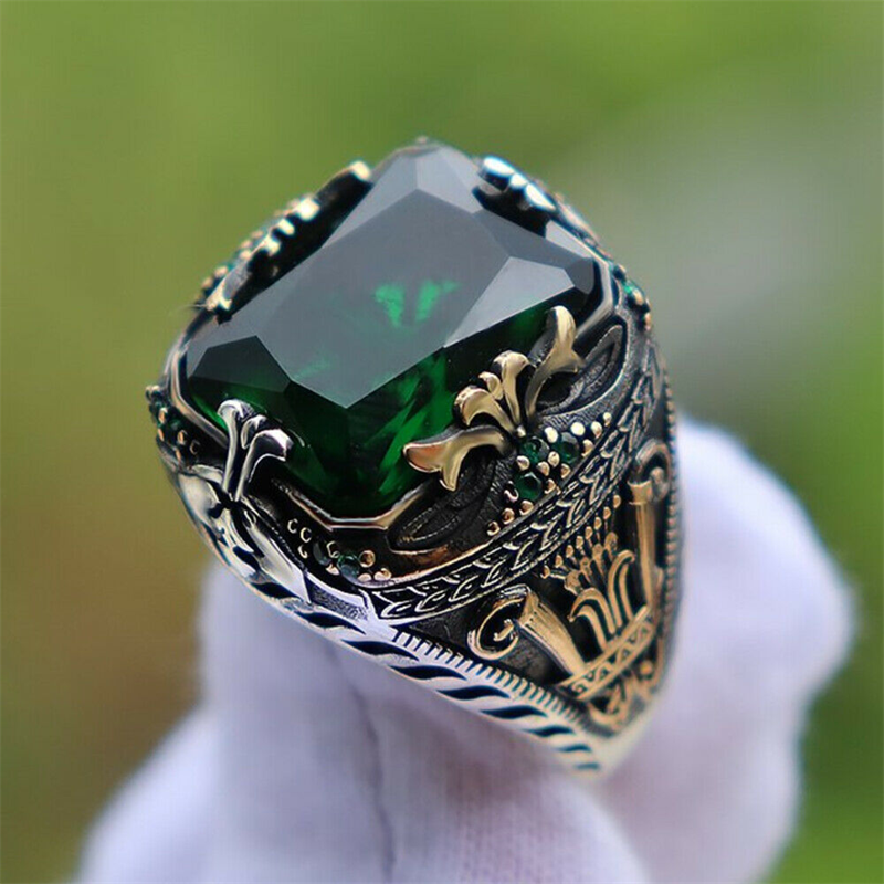 Infinionly New Inlaid Emerald Men Luxury Ring