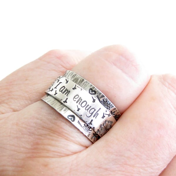 Infinionly Silver Dandelion Spinner Ring