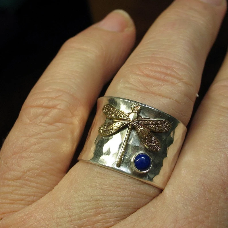 Infinionly 925 Sterling Silver Dragonfly Sapphire Ring(Buy Two Get Free Shipping)