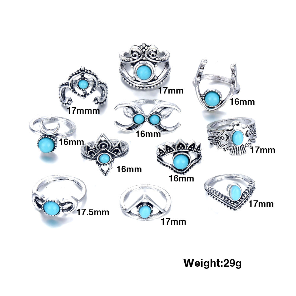 Infinionly Turquoise 11-piece Set Ring
