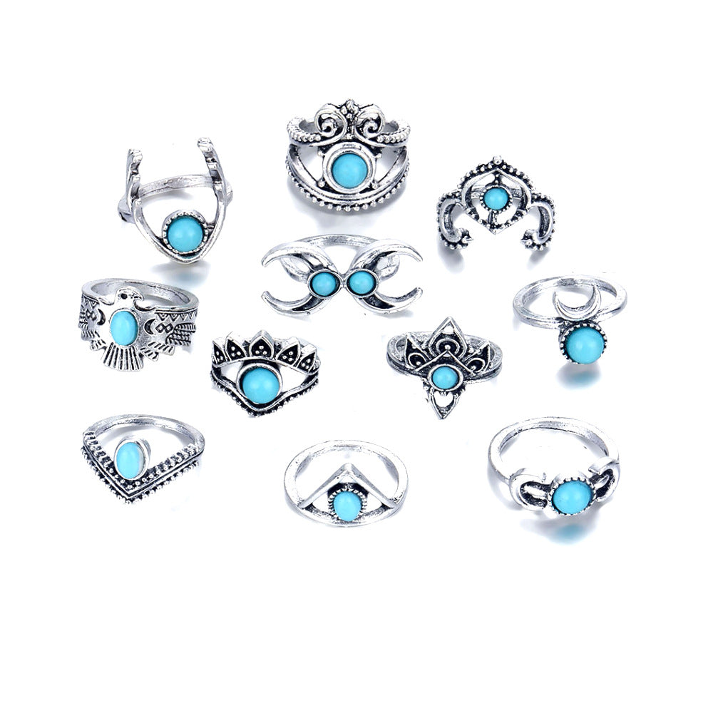 Infinionly Turquoise 11-piece Set Ring