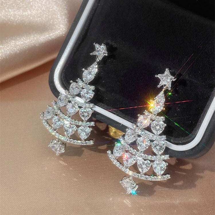 Infinionly Shiny Christmas Tree Earrings