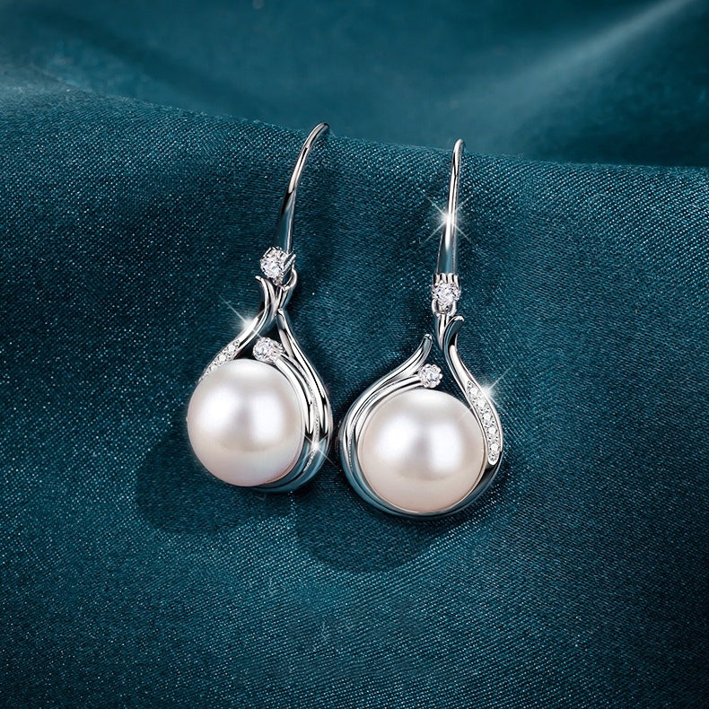Infinionly S925 Sterling Silver Natural Freshwater Pearl Earrings And Necklace