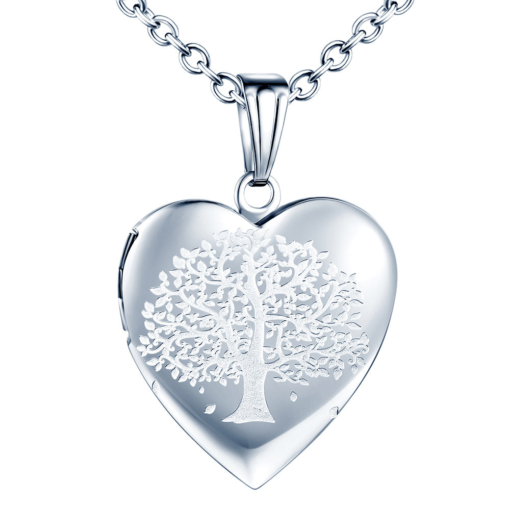 Infinionly Tree Heart Photo Locket Necklace