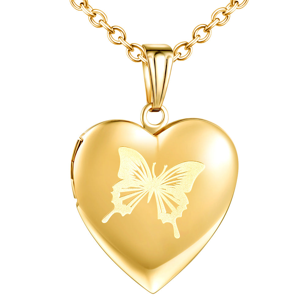 Infinionly Butterfly Heart Photo Locket Necklace