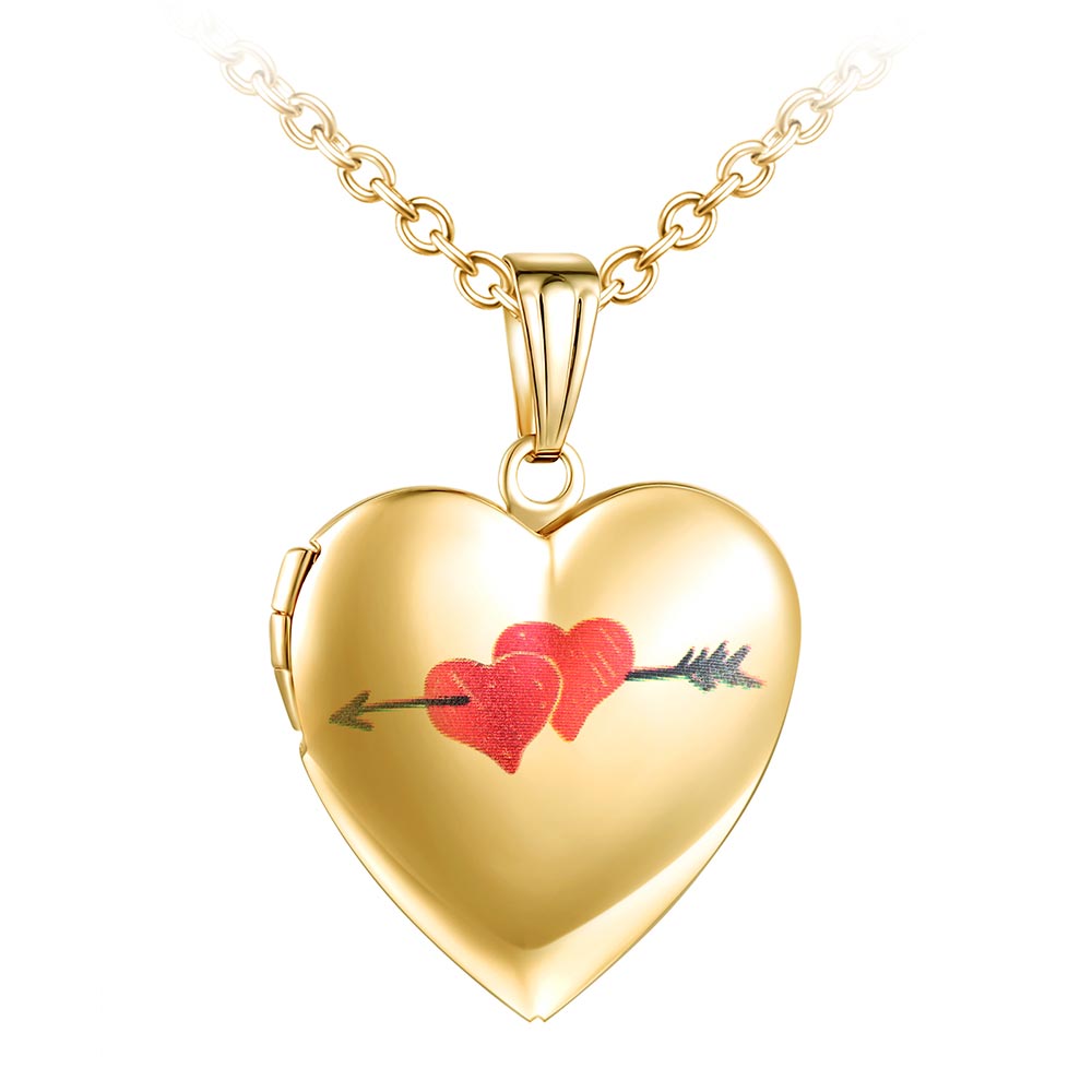 Infinionly Arrow Piercing The Heart Photo Locket Necklace