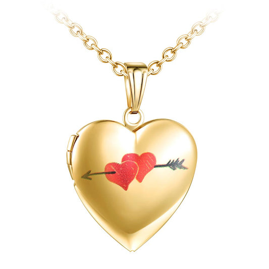 Infinionly Arrow Piercing The Heart Photo Locket Necklace