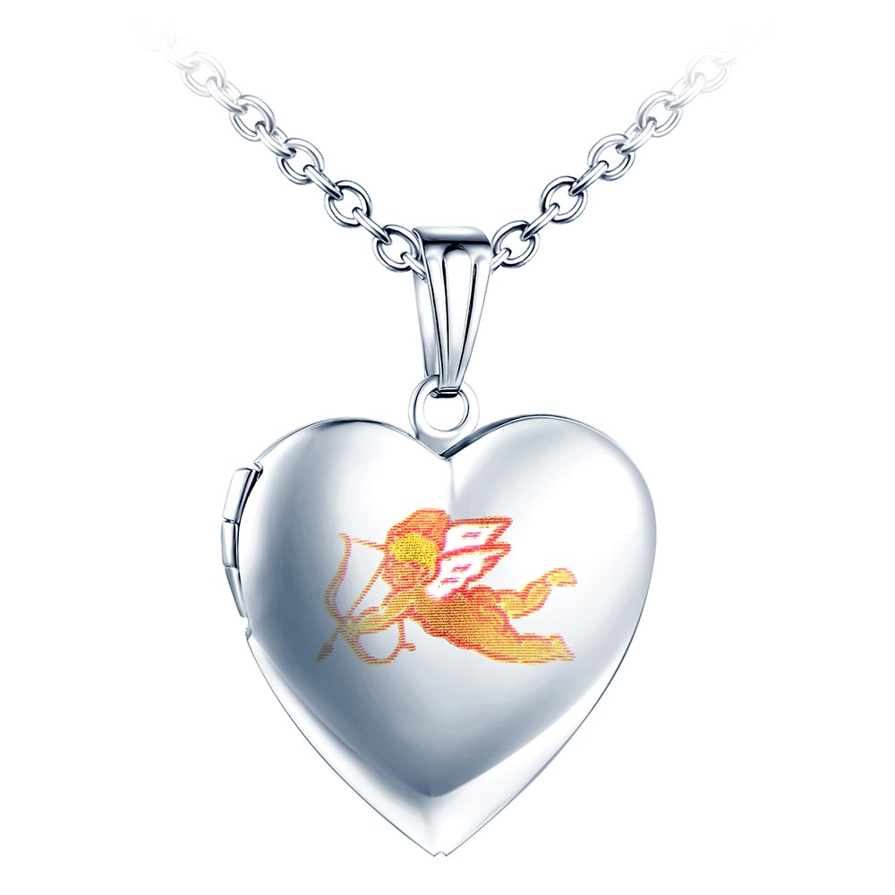 Infinionly Cupid Heart Photo Locket Necklace