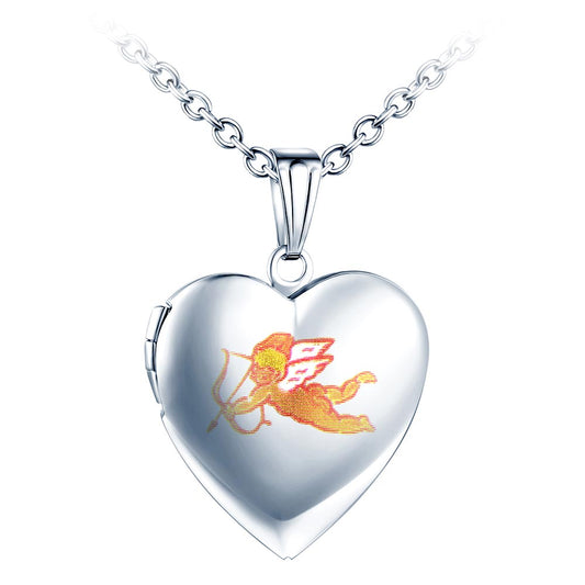 Infinionly Cupid Heart Photo Locket Necklace