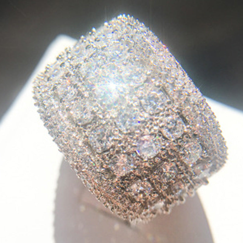 Shining Women's White Zircon Full Crystal Rings