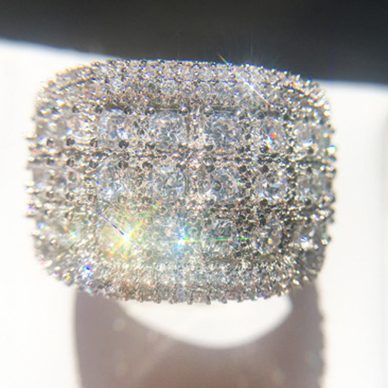 Shining Women's White Zircon Full Crystal Rings